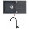 Alveus SET kuchynský granitový drez GALAPAGOS so sifónom 77x43 + batéria ARC110 Black GALAPAGOSG91+ARC11091