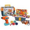 LEAN TOYS 3D stavebné puzzle bloky v krabičke pre domácich majstrov na odskrutkovanie vŕtačky