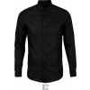 NEOBLU | Blaise Men, Mikro keprová košeľa s dl. rukávom, čierna deep, M