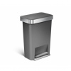 SIMPLEHUMAN Pedálový odpadkový kôš - 45 l, vrecko na sáčky, obdĺžnikový, šedý plast / nerez CW1386CB