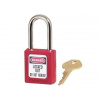 Bezpečnostný visiaci zámok - systém generálneho kľúča - červený