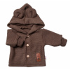 Elegantný pletený svetrík s gombíkmi a kapucňou s uškami Baby Nellys, hnedý - 56 (1-2m)