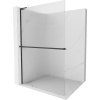 Mexen Kioto+ L, sprchová zástena Walk-In s poličkou a vešiakom 90 x 200 cm, 8mm sklo s rebrovým vzorom, čierny profil, 800-090-123-70-09