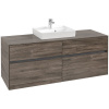 VILLEROY & BOCH Collaro závesná skrinka pod umývadlo na dosku (umývadlo v strede), 4 zásuvky, 1400 x 500 x 548 mm, Stone Oak, C07300RK