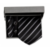 Luciano Moretti Microfiber (Microfase) Kravata, bezfarebná, biela, čierna, viacnásobná (10 cm kravata Cuff CuffLinks vrecková štvorcová súprava)