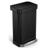 Simplehuman pedálový odpadkový kôš – 45 l, matná čierna oceľ, vak na vrecká
