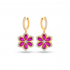 iZlato Forever Lab-grown diamantové náušnice s rubínmi Flower, žlté zlato 14K IZLG1544
