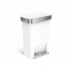 SIMPLEHUMAN Pedálový odpadkový kôš - 45 l, vrecko na sáčky, obdĺžnikový, biely plast / nerez CW1387CB