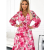 Dámske vzdušné letné šaty 436-1 s ružovou potlačou, ZVOĽTE VEĽKOSŤ OBLEČENIA UNI ( S, M , L )