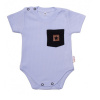Baby Nellys Bavlnené rebrované body s kapsičkou kr. rukáv Summer Boy sv. modré