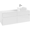 VILLEROY & BOCH Collaro závesná skrinka pod umývadlo na dosku (umývadlo vpravo), 4 zásuvky, 1400 x 500 x 548 mm, Glossy White, C04700DH