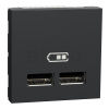Schneider Electric Unica Dvojitý nabíjací USB A+A konektor 2,1A, 2 moduly, Antracit