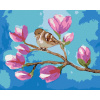 Maľovanie podľa čísel Sediaci vrabec na vetve s kvetmi magnólie, 40x50 cm, bez rámu a bez vypnutia plátna (6044530)