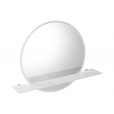 Sapho VISO LED podsvietené guľaté zrkadlo priemer 60cm s policou, biela mat SPH VS060-01