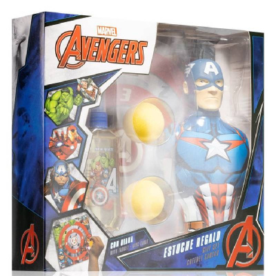 Marvel Avengers Captain America SET: Toaletná voda 90ml + 2v1 Pena do kúpeľa / Šampón 350ml + Terč na suchý zips