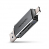 AXAGON CRE-DAC, USB-C + USB-A, 5 Gb/s - MINI čítačka kariet, 2 sloty & lun SD/microSD, podpora UHS-I CRE-DAC