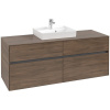 VILLEROY & BOCH Collaro závesná skrinka pod umývadlo na dosku (umývadlo v strede), 4 zásuvky, 1400 x 500 x 548 mm, Arizona Oak, C07300VH