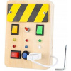 Drevená senzorická hračka Busy Board Montessori vypínače svetla 2+
