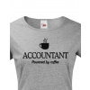 Dámské triko pro účetní Accountant – Powered by coffee, Barva Tmavý melír, Velikost 2XL Bezvatriko.cz 208173