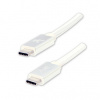 Logo USB kábel (3.2 gen 1), USB C samec - USB C samec, 1m, 5 Gb/s, 5V/3A, biely, box, nylónové opletenie, hliníkový kryt konektora