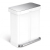 Simplehuman pedálový odpadkový koš na tříděný odpad DUAL 58 L (34/24) bílá ocel CW2118