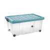 Tontarelli Úložný box s klipom a kolieskami PUZZLE 43 l transp/modrá 8035636ACG