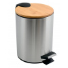 Siko Spirella pedálový odpadkový koš ADONIS kartáčovaná ocel bambusové víko 5 L 10.00008