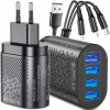 RÝCHLA SIEŤOVÁ NABÍJAČKA PRE TELEFÓN QC 3.0 48W + KÁBEL 3v1 (RÝCHLA SIEŤOVÁ NABÍJAČKA PRE TELEFÓN QC 3.0 48W + KÁBEL 3v1)