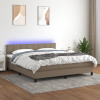 Box spring postel s matrací a LED taupe 180x200 cm textil Hnědošedá 3133177