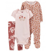 CARTERS CARTER'S Set 3dielny body kr. rukáv, overal, legíny Pink Floral dievča LBB 9m