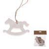 Autronic Koník závesný - drevený, biely, cena za balenie (8 ks) OC3836