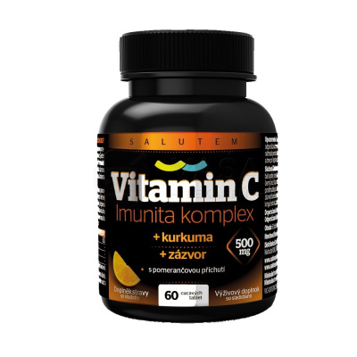 Salutem Vitamín C 500 mg Imunita Komplex s kurkumou a zázvorom 60 cmúľacích tabliet pomaranč