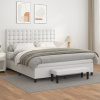 vidaXL Boxspring posteľ s matracom biela 160x200 cm umelá koža - Biela - 105644-205734