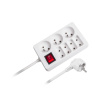Rebel Predlžovací kábel s vypínačom 7 zásuviek, 3 m, biely (3x1,5 mm)