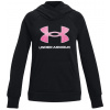 Under Armour Girls' UA Rival Fleece Big Logo Hoodie - black/pink edge - Čierny