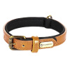 Flamingo Collar Lyabo Cognac - obojok pre psa s podšívkou, eko koža a neoprén, koňak - M