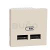 Schneider Electric Unica Dvojitý nabíjací USB A+A konektor 2,1A, 2 moduly, Béžový