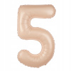 Balón Fóliový Číslo 5 PÄŤ Narodeniny KARAMELOVÝ Krémový Ecru Párty 100cm