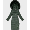 Dámska dlhá zimná bunda vo fľaškovo zelenej farbe s kapucňou (7688) odstíny zelené S (36)