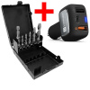 Sada kombinovaných závitníků M3+M4+M5+M6+M8+M10 HSS + adaptér, v kovové krabičce + Nabíječka do auta CONNECT IT InCarz- 2x USB- 1x USB-C- 3A- černá - SET-CZVZ-130-907-E1