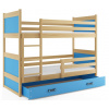 Interbeds Rico poschodová posteľ 190cm x 80cm borovicové drevo Prírodná-modrá
