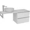 CERANO - Doska pod umývadlo Navira Slim - 121x46,5x1,8 cm - skrinka Velora 59 cm - biela matná, chrómová úchytka - konzola chróm