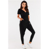 Dámsky čierny overal s asymetrickým viazaním, M298 S/M
