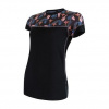 SENSOR MERINO IMPRESS dámské triko kr.rukáv černá/floral 21100008-02