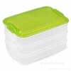 DEDRA Trojobal 3x 800 ml, box na potraviny, zelený