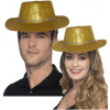 Kovbojský trblietavý klobúk, zlatý, s akordom