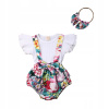 Detský komplet - Baby Set Modavip 68 White, Pink, Multi -Colored 3 PC. (Letné súpravy pre letné kvety Frill Flowers 68/74)
