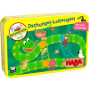 Haba Mini hra pre deti Rebríky v džungli magnetická v kovovej krabici