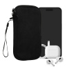 kwmobile Universal smartphone Sleeve - Corduroy with Hand řemínek and Zipper Closure - Internal Mesh Pocket - Mobile telefon Sleeve Pouch - Neoprene telefon Sock - černá