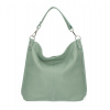 Kožená kabelka na rameno mätová